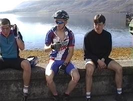 Nick, Julian and Tao outside Ullapool YH